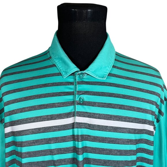 Nike Golf Tour Performance Mens Dri-Fit Teal Striped Short Sleeve Polo Shirt 2XL - Picture 3 of 9